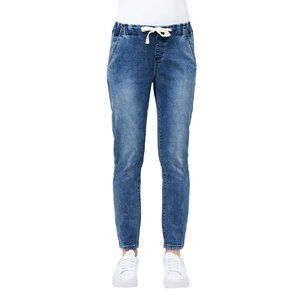 RIPE WOMEN'S DRAWSTRING DENIM MATERNITY JOGGER IN MEDIUM WASH SIZE M - NWT $93